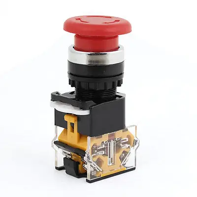 

NO NC Red Mushroom Latching Emergency Stop Push Button Switch 380V 10A