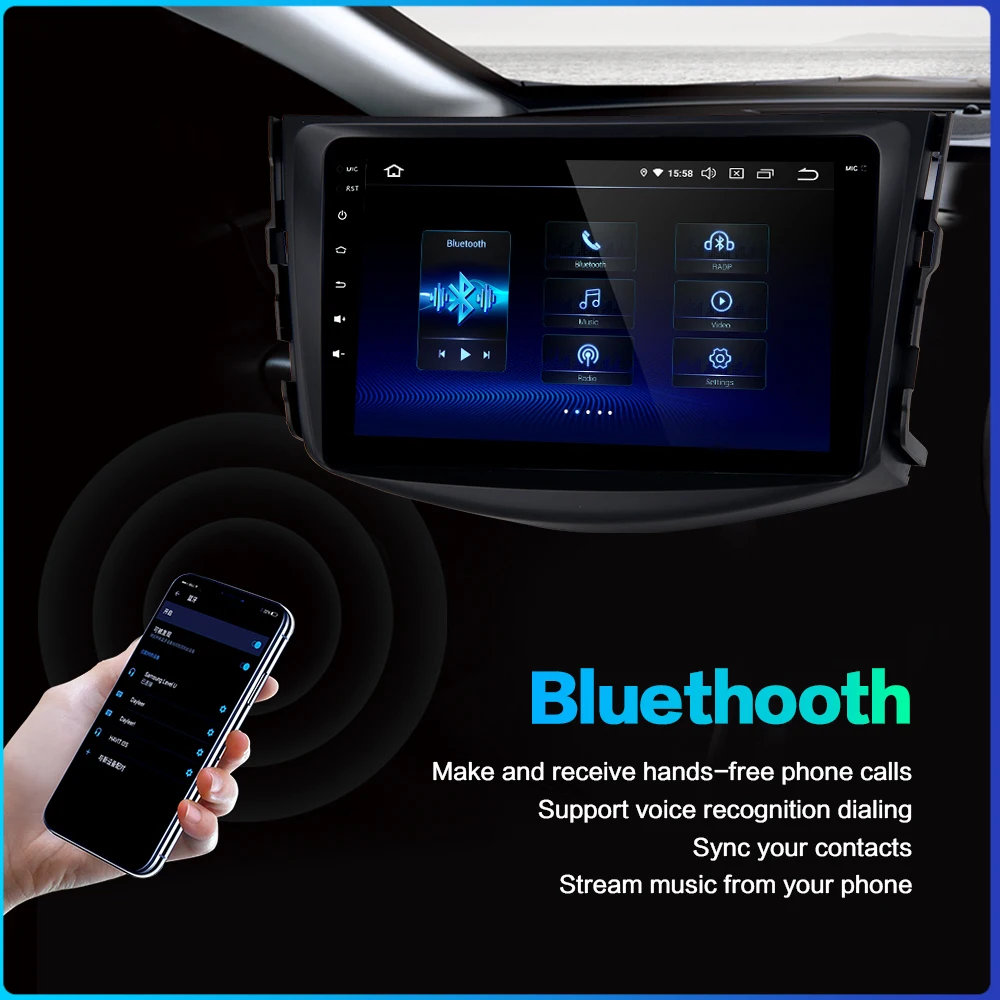 Clearance Fongent 8" Android 9.0 Unit Car Multimedia for Toyota RAV4 Radio 2009 2010 2011 2012 Bluetooth GPS Navigator 1 Din HDMI 3