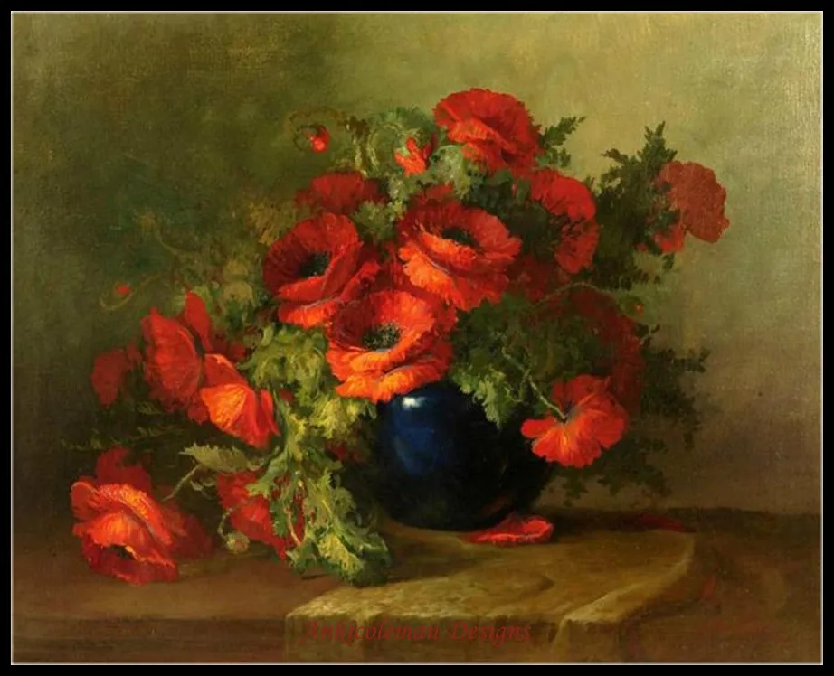 

Needlework for embroidery DIY DMC Color High Quality - Counted Cross Stitch Kits 14 ct Oil painting - Red Poppies