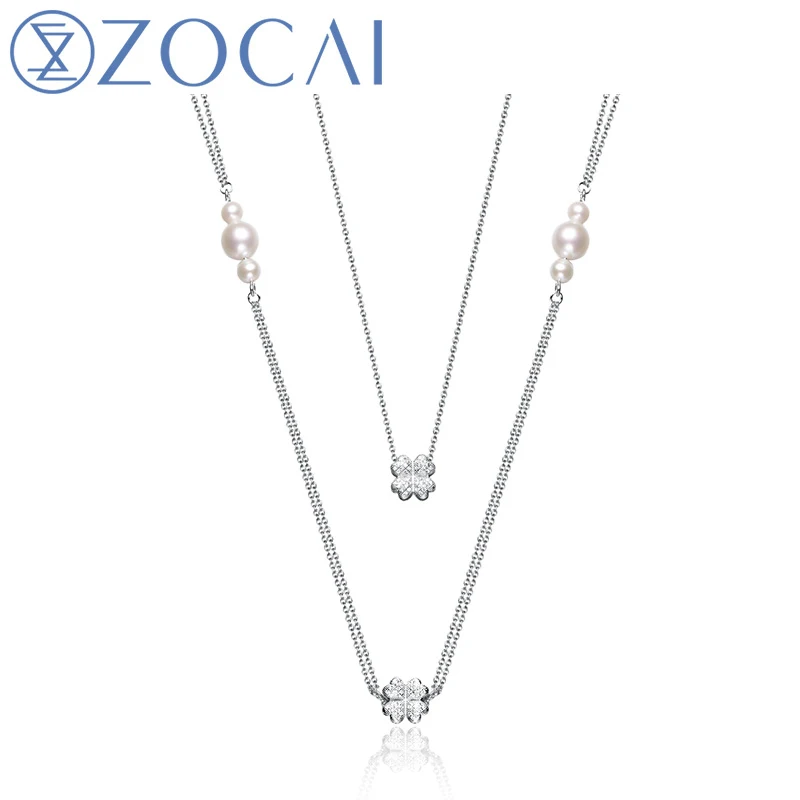 

ZOCAI New Arrival Romantic 30 inch length Real 925 Sterling 10-11 cm Freshwater Pearls Four Leaf Clover Necklace ZZ0031