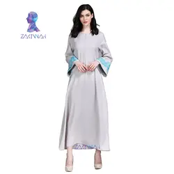 Для женщин Дубай Абаи мусульманское платье Кафтан Исламская платье Абаи s для Для женщин халат Свободные вышивка оборками Flare рукавом