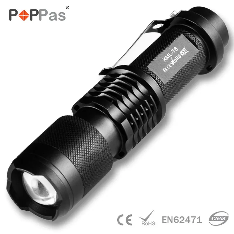 

POPPAS Zoom cree XML T6 L2 Flashlight Led Torch 5 mode waterproof battery