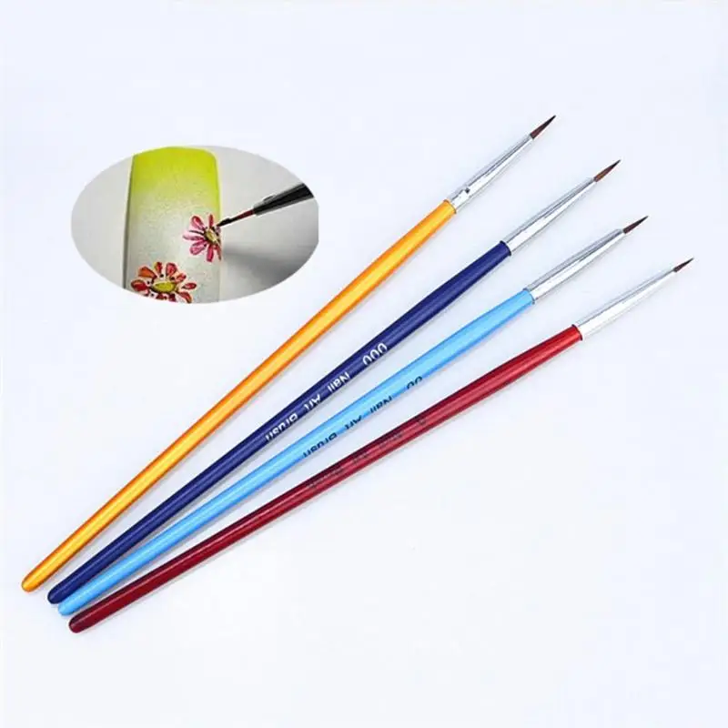

4pcs/set Pro Manicure Tools Kit for Natural Nails Fake Nails 3D Nail Soft Nylon UV Gel Nail Art Pen Wooden Nail Brush Liner for