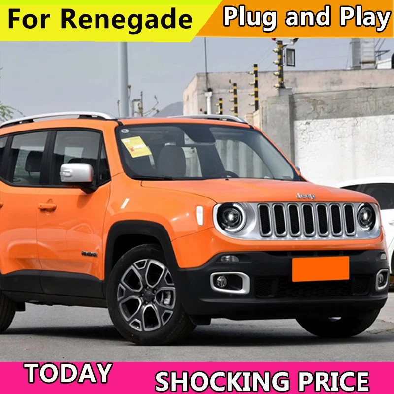  doxa car Headlight For Jeep Renegade 2015-2018 Headlights LED DRL Running lights Bi-Xenon Beam ange - 32964027917