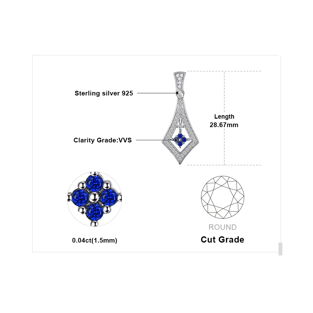 Jewelrypalace нежные круглые Форма создания Сапфир кулон чистого 925 серебро Для женщин
