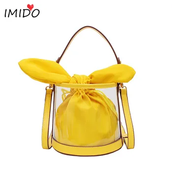 

Clean Transparent Bucket Bag Luxury Brand Female Bags Bow-Knot Shoulder Crossbody Bags For Women 2019 Women Leather Handbags