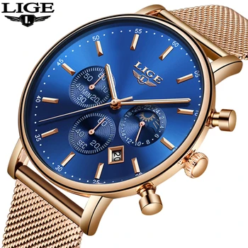 

Top Brand Luxury LIGE New Men Fashion Casual Sport Quartz Watches Men's Business Simple Waterproof Clock Relogio Masculino+Box