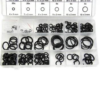 

225pcs Rubber O Ring O-Ring Washer Seals Gasket Assortment Kit Black Fit Car
