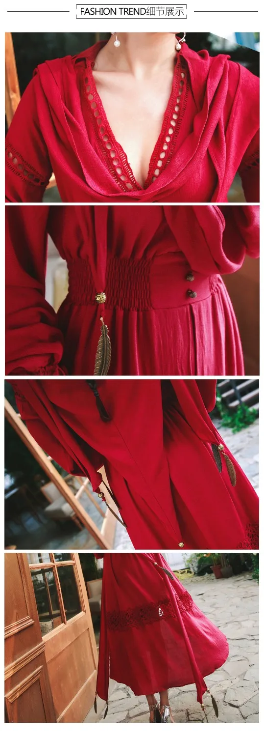 YiLin Kay Новинка весны высокое качество взлетно посадочной полосы длинное платье для женщин Элегантный красный с длинным рукаво