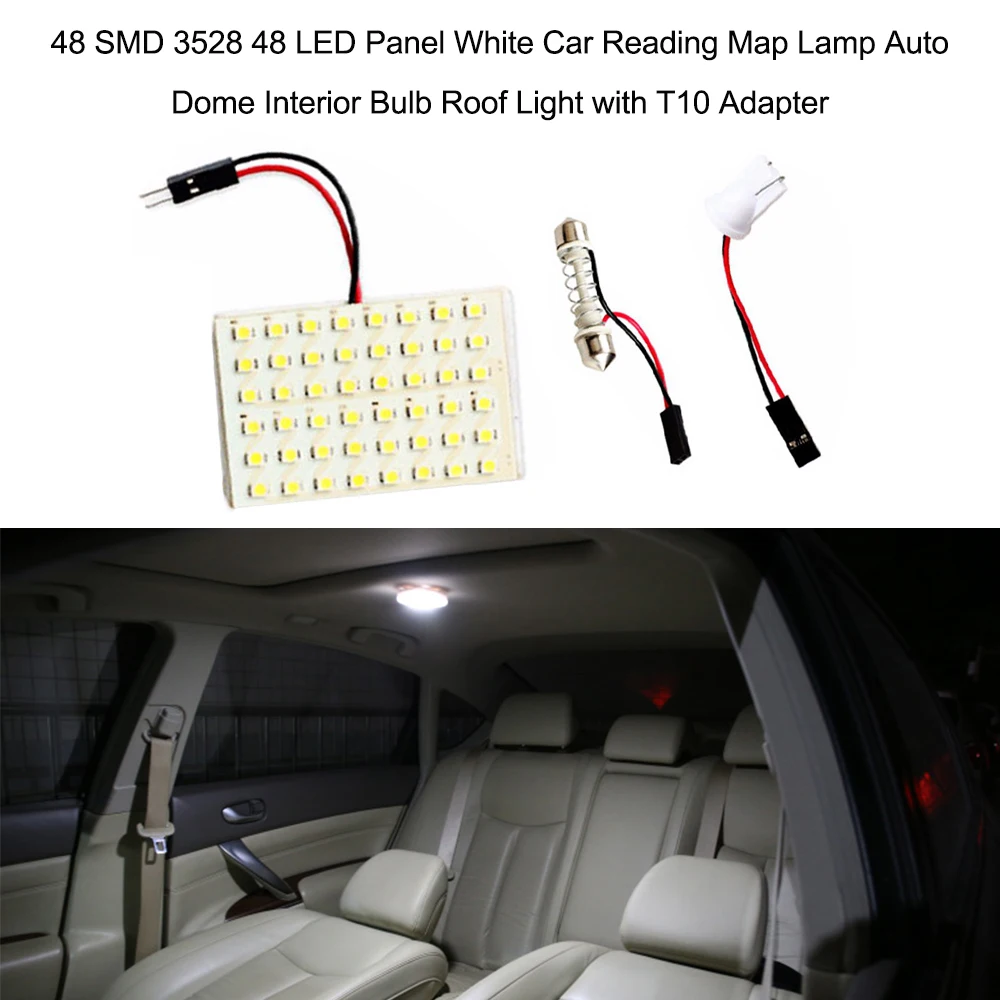 KKMOON 48 SMD 3528 48 LED Panel White Car Reading Map Lamp Auto Dome