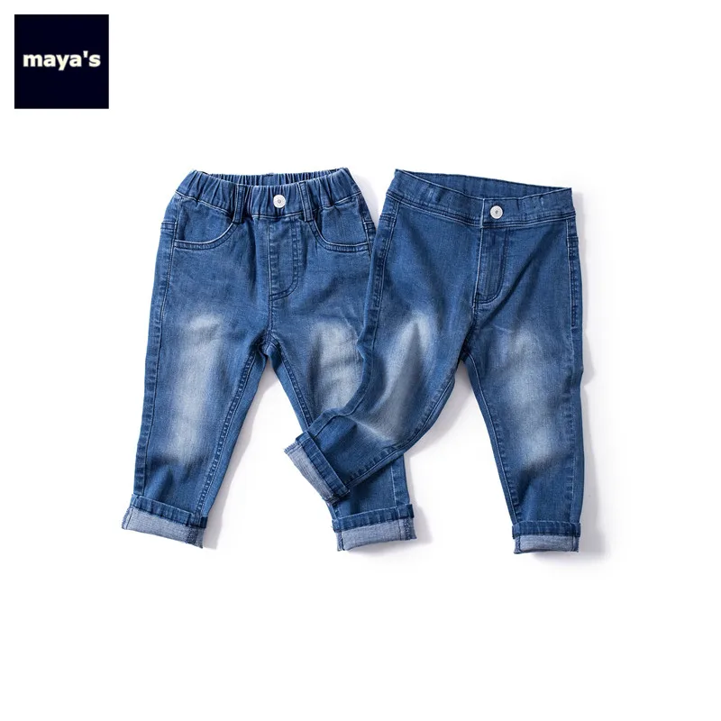 

Mayas Fashion Vintage Autumn Boys Jeans Soft Cotton Spring Girls Pants Children Basic 2018 New Denim Pants Toddler Pants 81265
