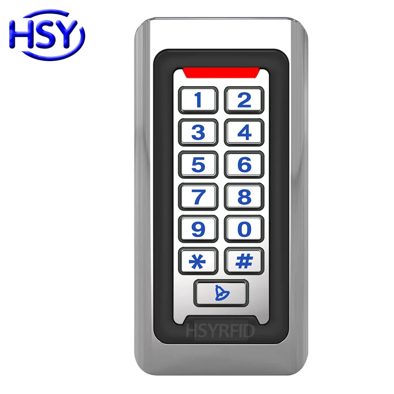 

Metal case Keypad Waterproof 125Khz EM Card Access Control RFID 13.56Mhz IC MF Keyfob tag Entry Lock Single Door Standalone Read