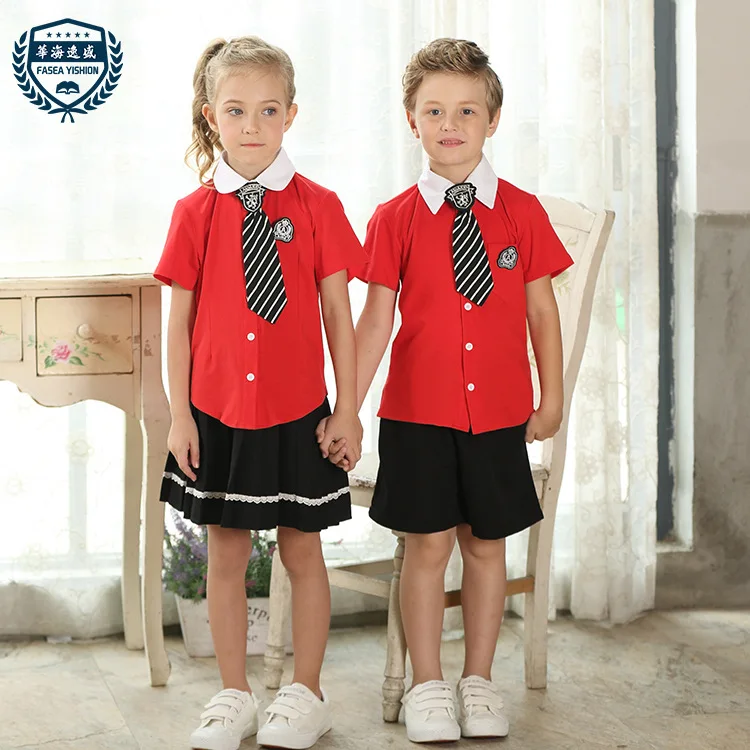 

New Students School Uniform Boys and Girls Kindergarten Uniforms British Style Suits Short Sleeve Style Suit Outfits D-0555
