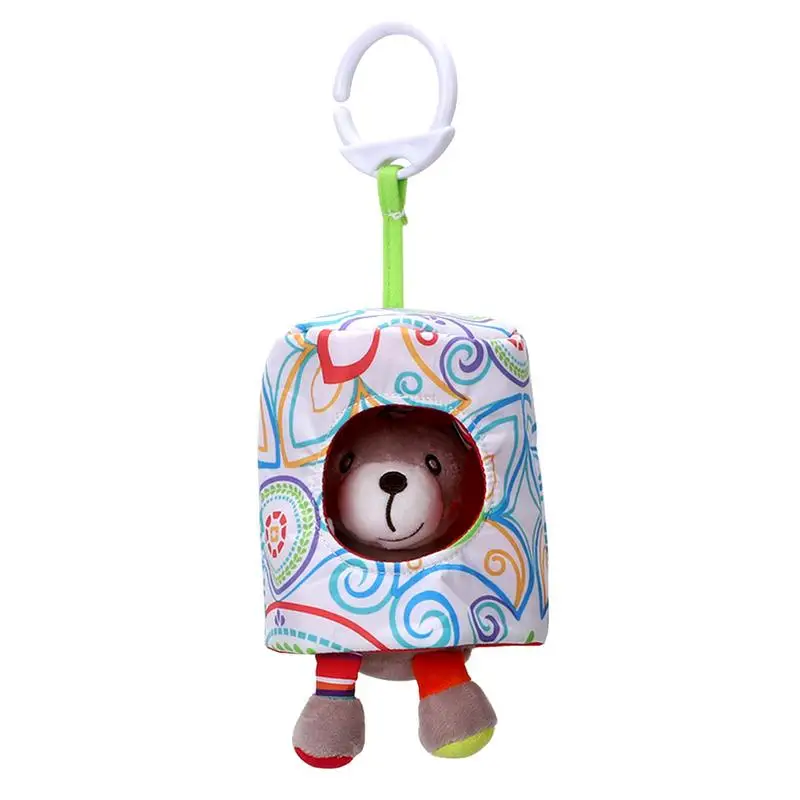 Blue 14 см Детские мультфильм животных автомобиль висит кровать Peekaboo игры Подвески Плюшевые Развивающие игрушки плюшевые куклы детей - Цвет: Blue