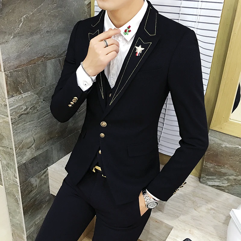 Buy 2017 spring new men's suits hair stylist small