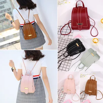 

2019 New Women's PU Leather Satchel Shoulder Backpack School Rucksack Bags Travel Lot Summer