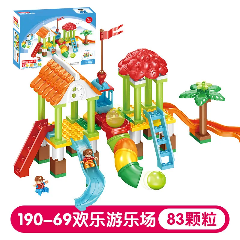 

83PCS Big Size Diy Building Block Children's Happy Double Playgroud Bricks Compatible with Legoingly Duplo Toys for Baby Gifts
