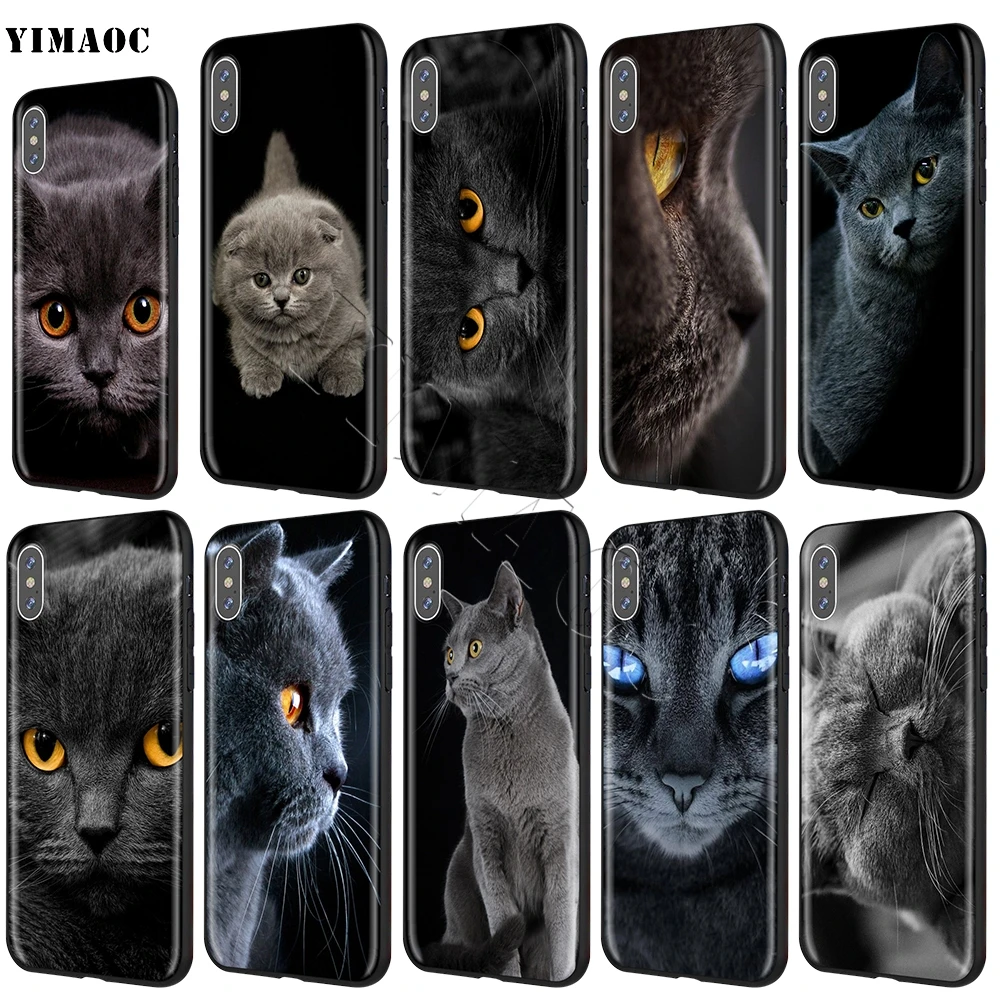 

YIMAOC British Shorthair Cat Soft Silicone Case for iPhone XS Max XR X 8 7 6 6S Plus 5 5s se