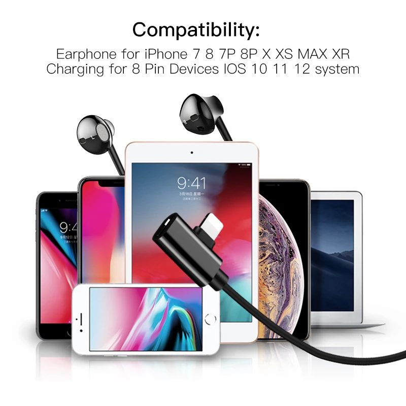  ACCEZZ 2 in 1 Magnetic In Ear EarPhones Lighting Adapter For Iphone XR X XS MAX Charging Listening For Iphone 8 7 Plus Headset