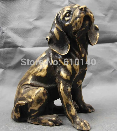 

11 Chinese Folk exquisite Copper Bronze Lcuky canine Guard Hound Dog Art Statue