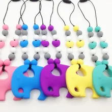 Без БФА, силиконовый ожерелье-прорезыватель с большим слоном кулон силиконовые бусины ожерелье s