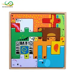 MYHOESWD 3D животного квадратная головоломка деревянные развивающие игрушки для детей ребенка раннего обучения игрушечный конструктор Пазлы