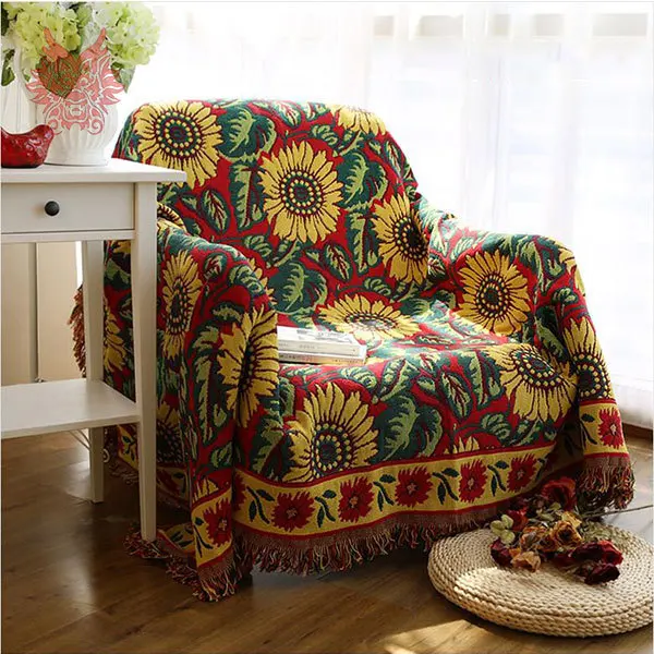 100 Cotton Sofa Cover Towel With Sunflower Jacquard Chair 100 Cotton Sofa Cover Towel With Sunflower Jacquard Chair Blanket Slip Resistant Vintage Free Ship Sp1798 In From Home