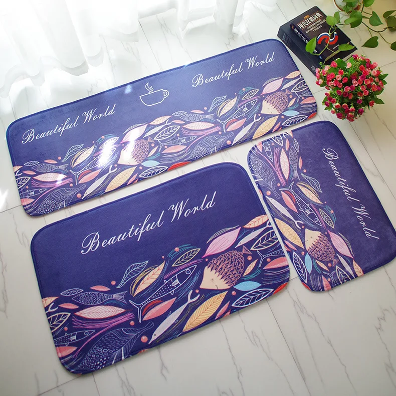 Pesce Antiscivolo Assorbente Moderna Cucina Mat 3 Pz Set Per