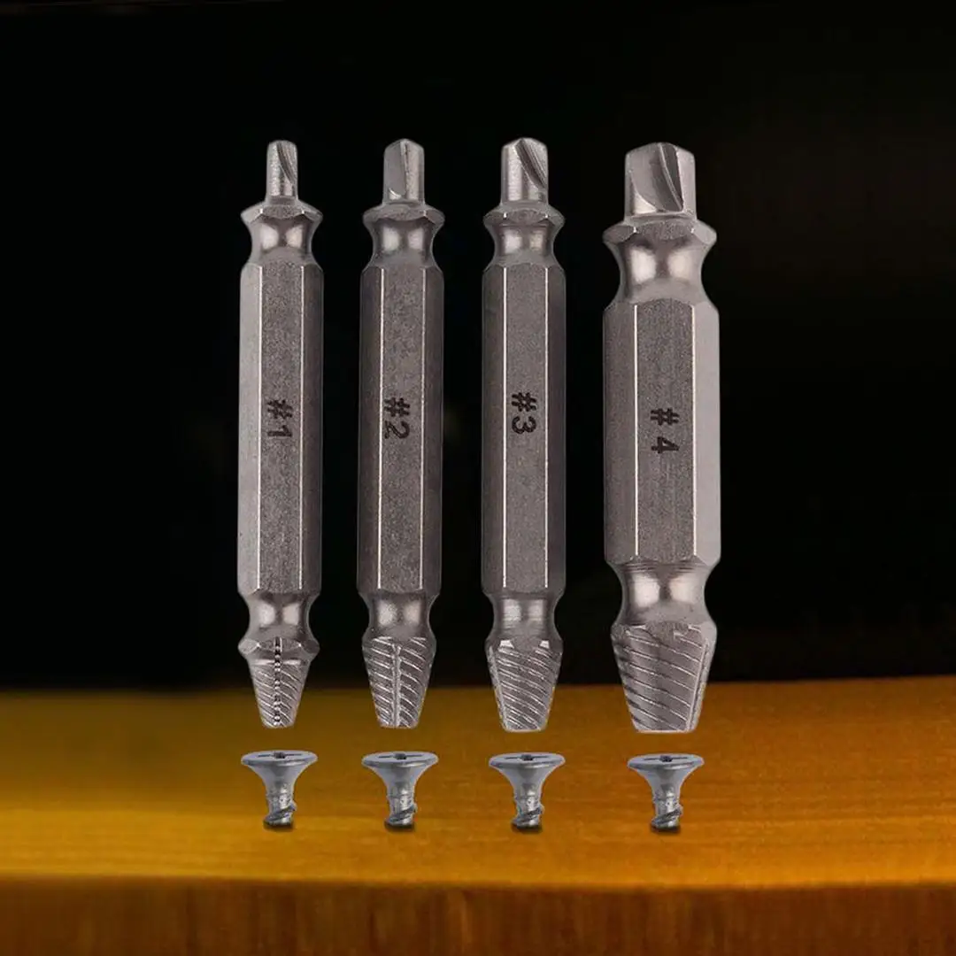 

Original factory outlet 4pcs Screw Extractor Drill Bits Guide Set Broken Soeed Out Damaged Easy Out Bolt Stud Remover Tool