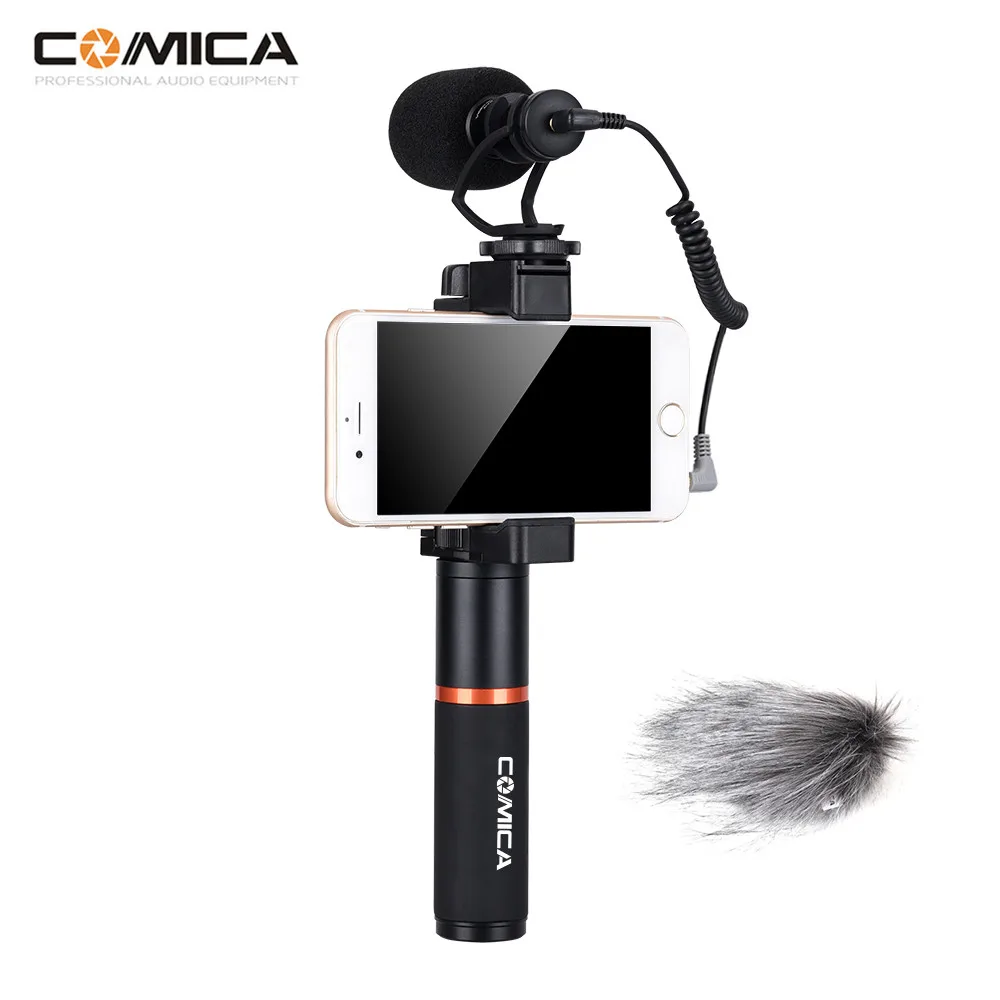 COMICA Smartphone Video Kit CVM-VM10-K2 PRO Microfono professionale a fucile con treppiede per iPhone, Huawei-Smartphone Kit vlogging per registrazioni su Youtube Riprese di videoconferenze dal vivo