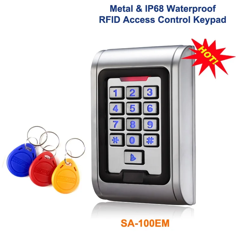 

New Arrival Metal Access Control keypad Waterproof ID EM Card Reader include 3pcs RFID Keyfobs Home Automation Security Reader