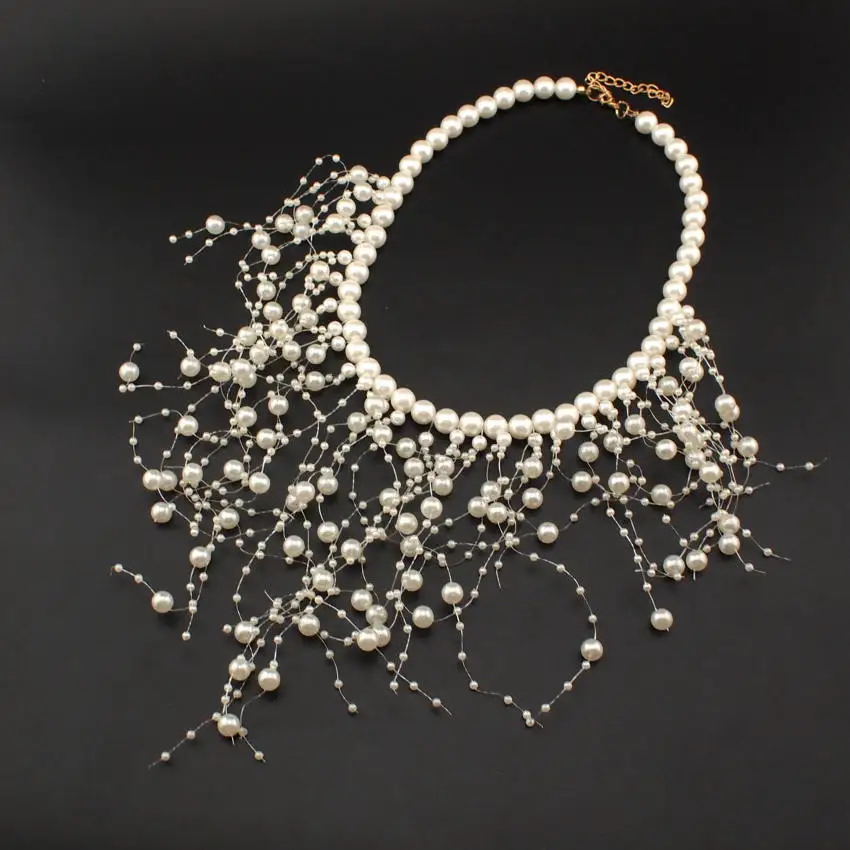 UKMOC модное ожерелье с бусинами для женщин, новые свадебные аксессуары, выпускные ожерелья с искусственным жемчугом, массивное ювелирное изделие