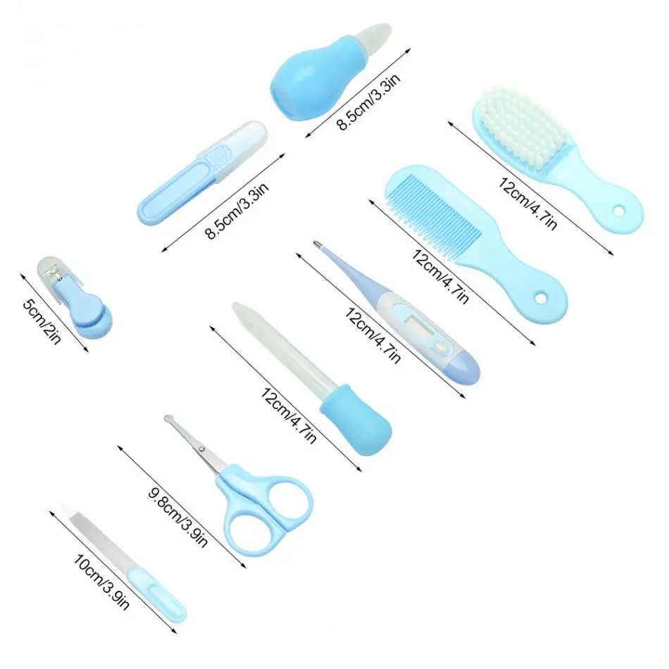 9pcs Healthcare Convenient Daily Baby Nail Clipper Scissors Hair Brush Comb Manicure Care Kit Safe for Baby New Born Children