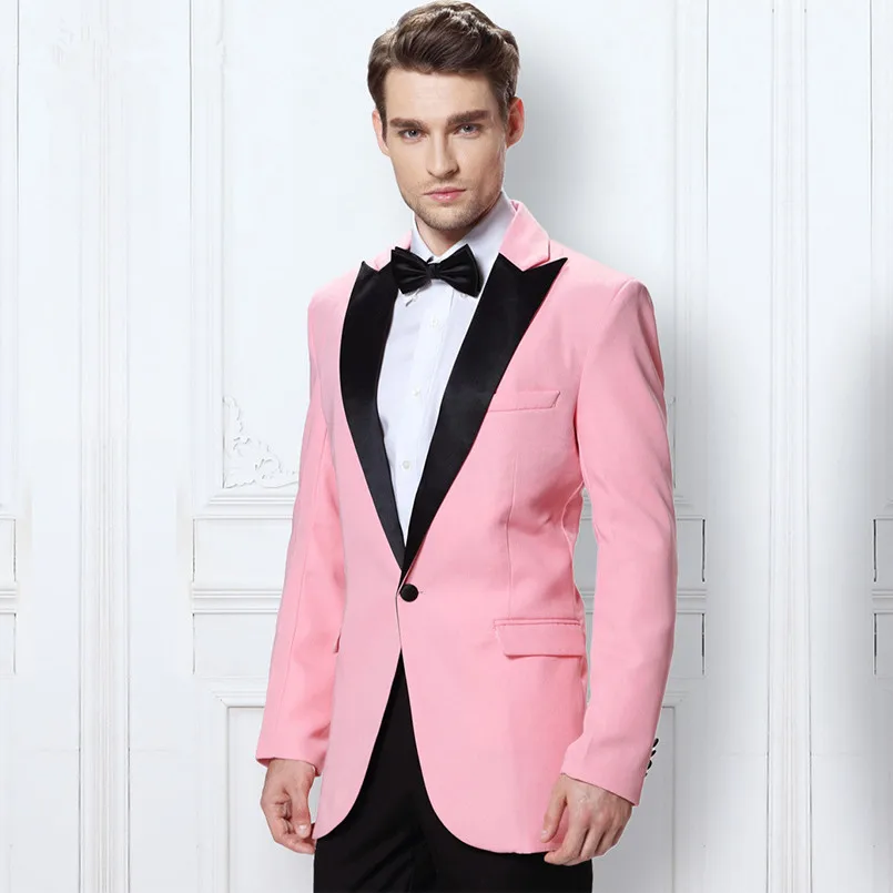 Thorndike ярко розовый Пром Женихи для мужчин смокинг Slim Fit костюмы на одной пуговице черный заостренный лацкан свадебные костюмы Best - Цвет: same as picture