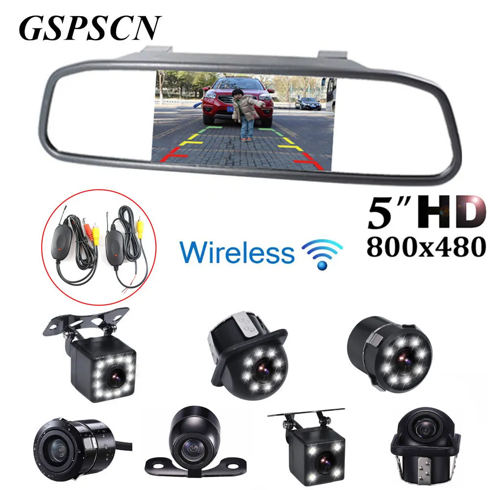GSPSCN 2.4G Wireless 5 inch TFT LCD Rear View Mirror Car Monitor Video Input with Vehicle Color View 170 Angle Rear View Camera wilson jones view tab professional binder with 5 tabs 1 inch capacity letter size black w55763
