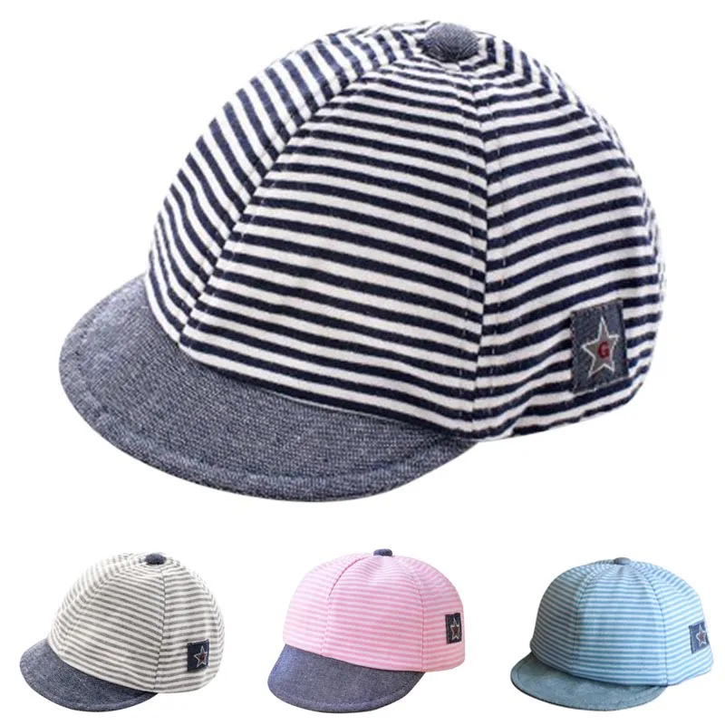 

Baby Boy Girl Autumn Hats Children Baseball Caps Peaked Beret Hat Lovely Stripe Cap BM88