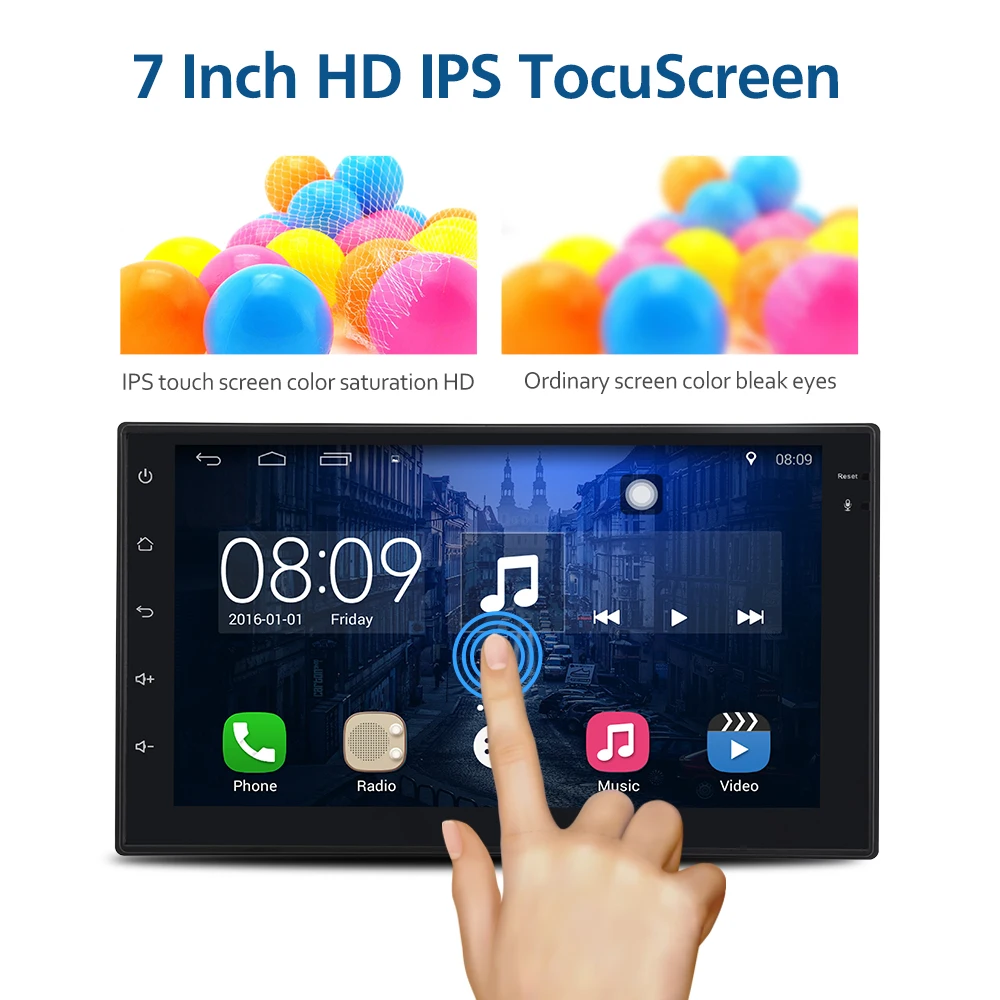 

Android 6.0 Car Radio 7 inch 2din Car Audio 1024x600 GPS Navigation Bluetooth USB 2 din Universal For VW Toyota Player autoradio