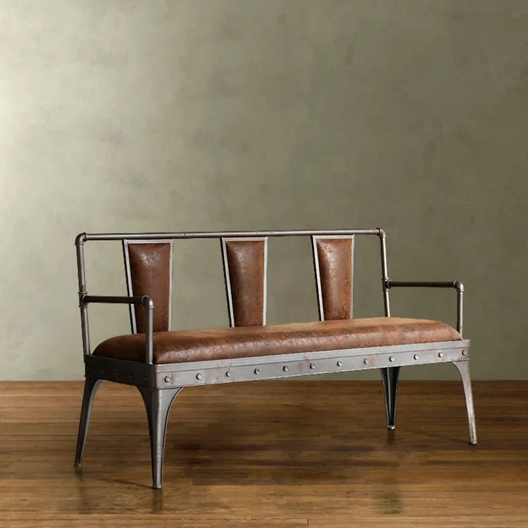 American style loft living room retro iron soft leather ...