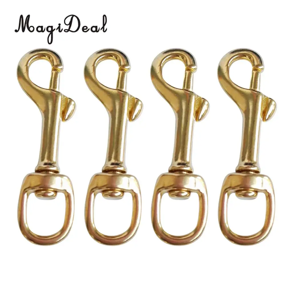 MagiDeal 4 Pieces Dive Swim Brass Single Ended Swivel Eye Bolt Snap Hook Clip for Snorkeling Scuba Diving Swimming Acess