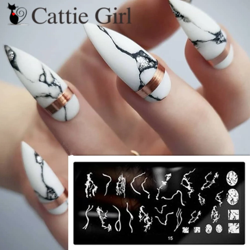 

1pc Marble Smoke Mandala Nail Stamping Plates Stamping Line Flower Nails Design Nail Images Leaf Manicure Nail Art Set