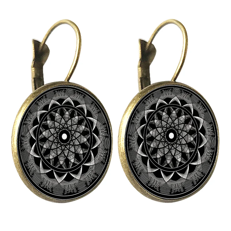 bronze hoop Earring - mandala flower 2