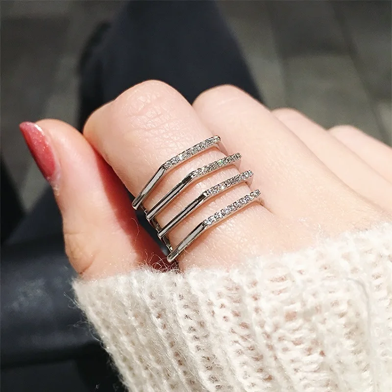 

Fashion Jewelry Multi Layers Rings For Women Personality Big Statement Open Ring Adjustable Bijoux