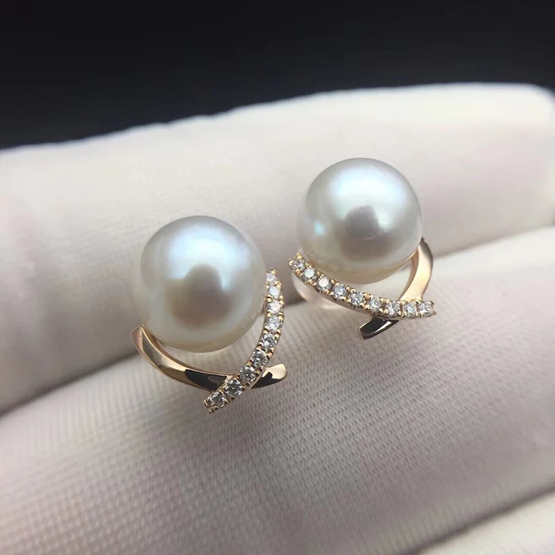 Sinya Diamond Stud earring with Natural southsea pearls in Au750 gold fashion design jewelry for women girls Mum 2018 News gift (2)