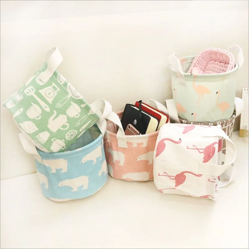 

Waterproof Storage Basket Printed Organizer Bathroom Sundries Storage Box Cosmetics Underwear Small Items Finishing Storage Bags
