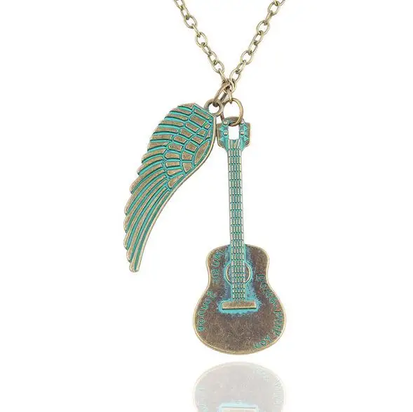 

2016 Romantic Angel Wing Cool Guitar Necklace, Hot Guitars Pendant Necklaces for Music Men Neckless Women Jewelry Aliexpress