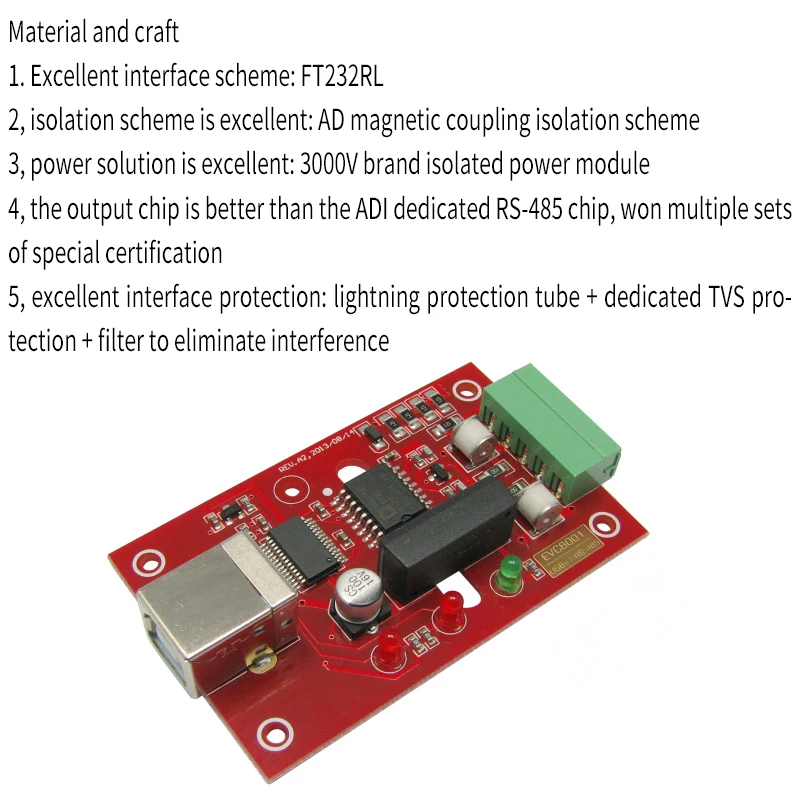 EVC8001 USB к 485/RS485 магнитное соединение изоляционный конвертер Молниезащита промышленного класса FT232