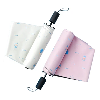 

Women Sun Umbrella Elegant Anti-UV Sunshade Umbrellas Three Folding Umbrella Rain Women black coating Female Parasol
