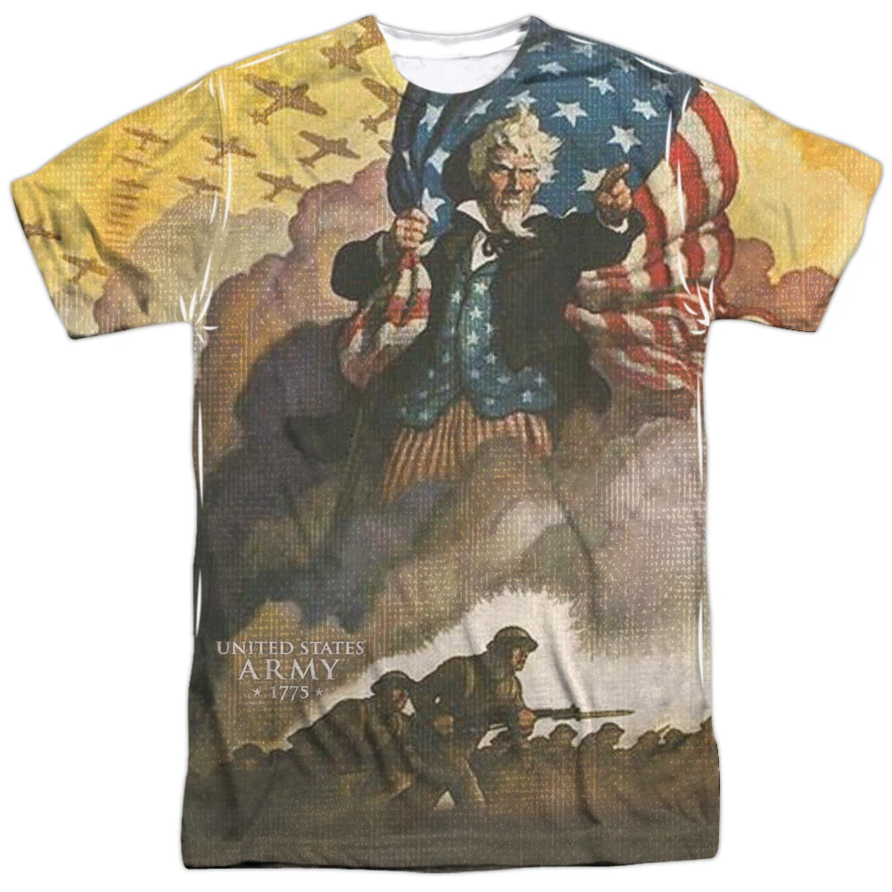 Trevco AR115FB-ATPP-5 Army & Vintage Poster Front & Back Print-Short Sleeve Adult Poly Crew T-Shirt White - 2X