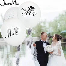 10 шт 10-дюймовые латексные воздушные шары Mr Mrs Just sevened для невесты, круглые воздушные гелиевые воздушные шары с принтом для свадебной вечеринки, декоративный воздушный шар
