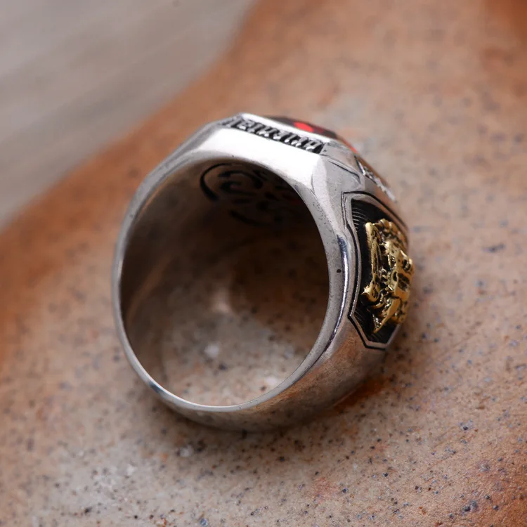 Тайский суд ретро серебряные кольца для Для мужчин 925 серебряное кольцо, инкрустированное стразами мужские винтажные тайский серебряное кольцо для Для мужчин